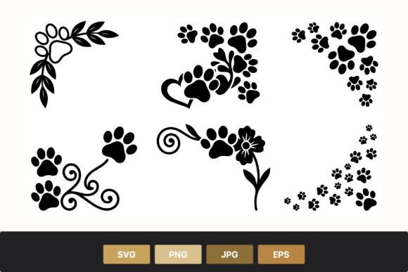 Black Paw Print Decorative Frames