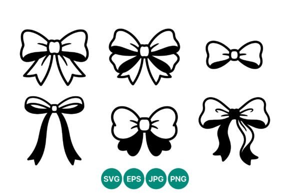 Decorative Bow Line Art Set: Versatile Vector Graphics