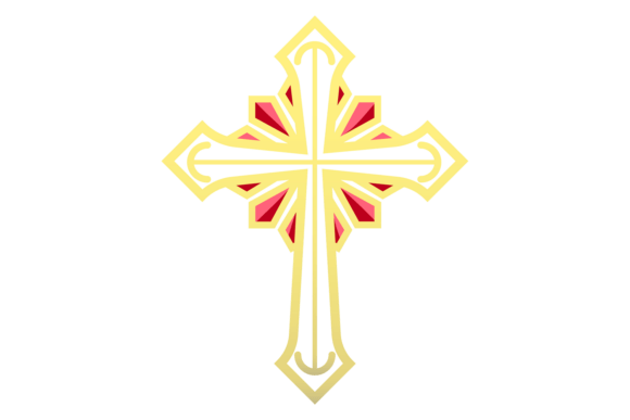 Decorative Crucifix Icon. Golden Holy Ch: A Versatile Symbol for Modern Design and Faith