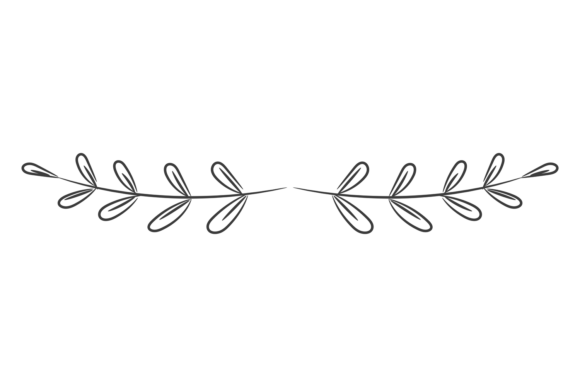 Decorative Divider Branch: Leaf Black Sketch Evaluation