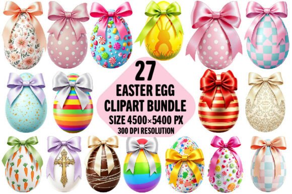 Decorative Easter Egg with Bows Clipart