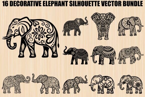 Decorative Elephant SVG Bundle: Elevate Your Creative Projects with Elegant Silhouettes