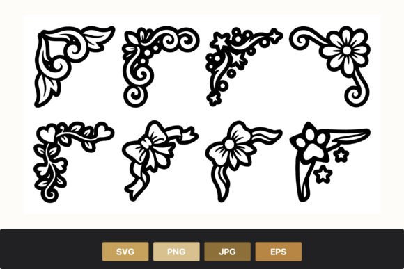 Decorative Floral and Bow Corner Vector: Elevating Designs with Simple Ornamental Details