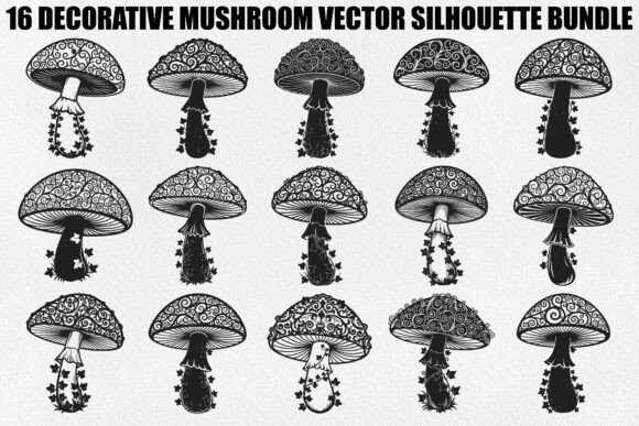 Decorative Mushroom Design Bundle: Elevating Modern Crafts with Ornamental Vector Art