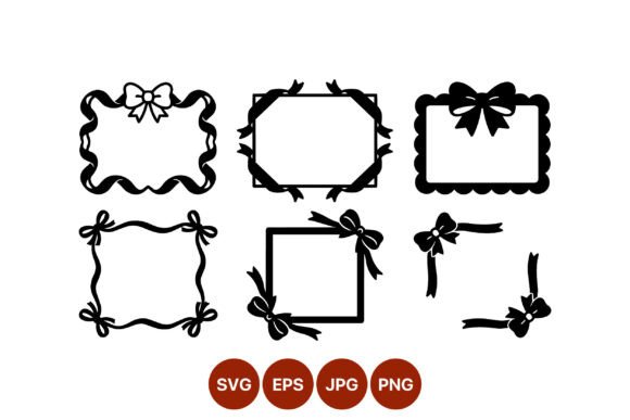 Elegant Ribbon Bow Vector Frames