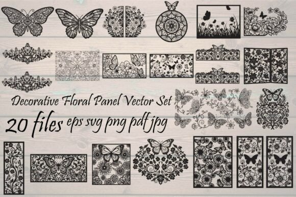 Elevating Design with the Decorative Floral Butterfly Panel Vector Collection
