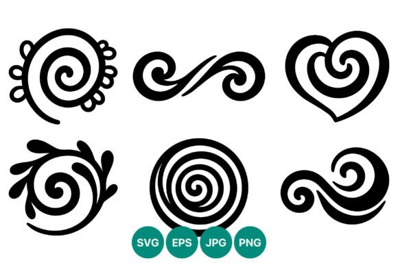 Elevating Visual Design with Black Spiral Swirl Decorative Elements