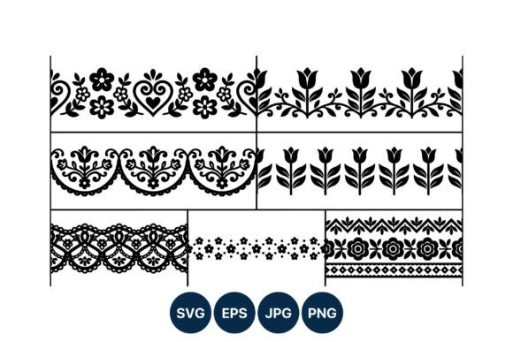 Floral Folk Style Decorative Borders: Elevating Design with Timeless Vector Art
