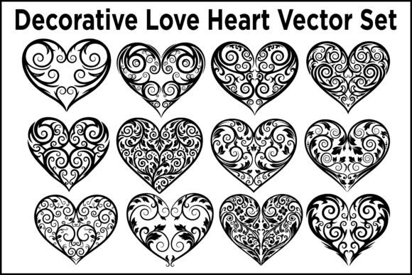 Mastering Romantic Design with a Decorative Love Heart Vector Set