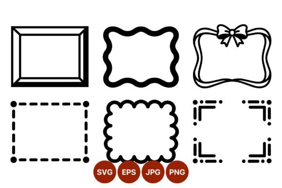 Six Black White Decorative Frame Vectors for Versatile Design Projects